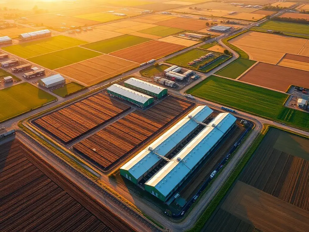 Aerial view of commercial farm